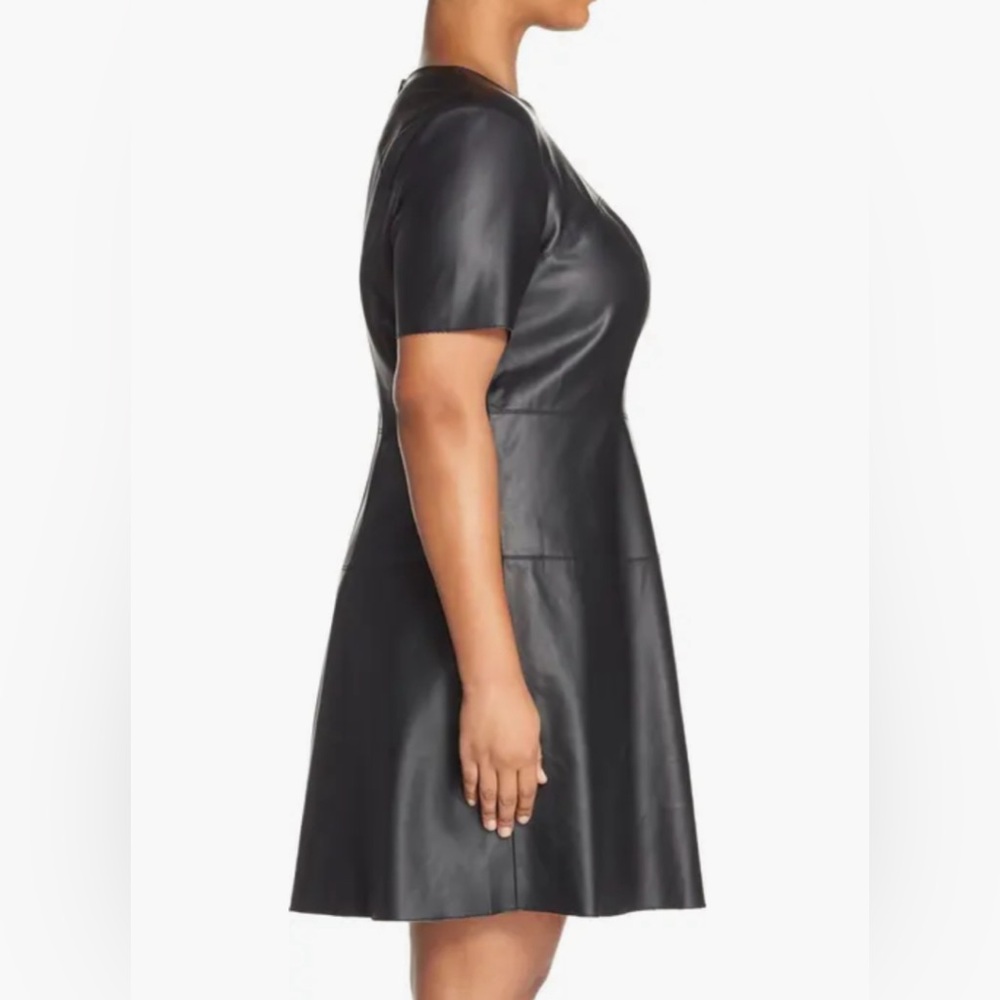 3X Black Vegan Leather Dress